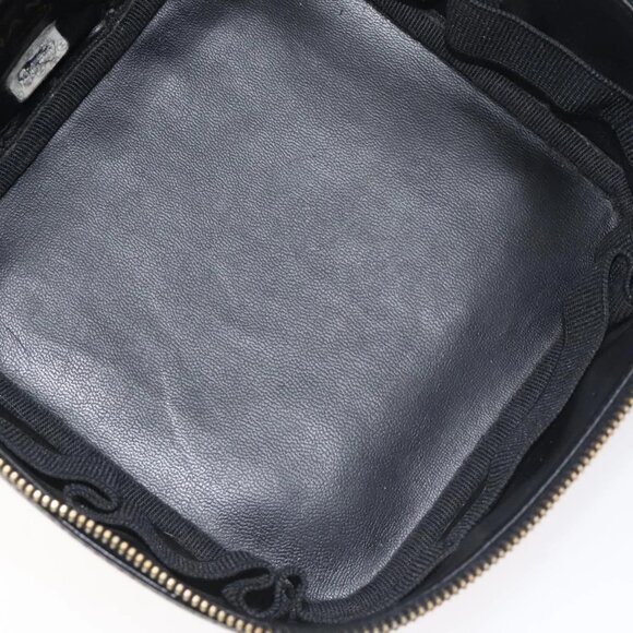 CHANEL COCO Mark Vanity Pouch Grained Calf Skin Black Gold CC Auth 130251 - Picture 12 of 16